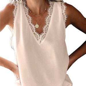 Sexy Eyelash Lace Trim Camisole Fashion Summer Tops